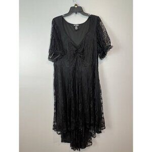 Hot Topic Black Lace Dress Juniors Size 1X Hi-Lo V Neck Whimsigoth